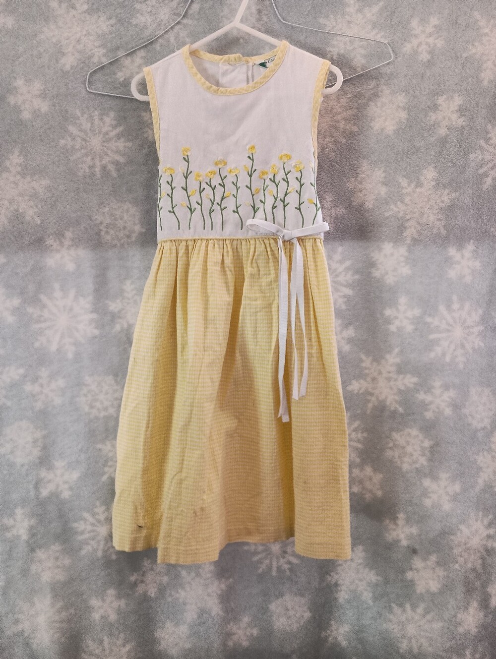 Girls Rare Editions, Yellow & White Floral Embroidered Sleeveless Dress Size 6